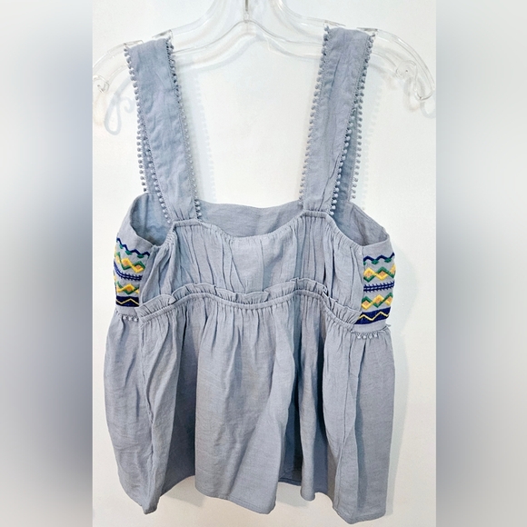 Blu Pepper Sky Blue Elastic Tank Top Women’s Embroidery Size Large - Picture 8 of 12